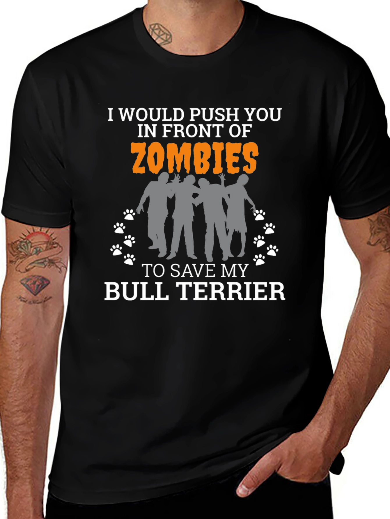 Zombie Bull Terrier Mens Black Graphic Tee