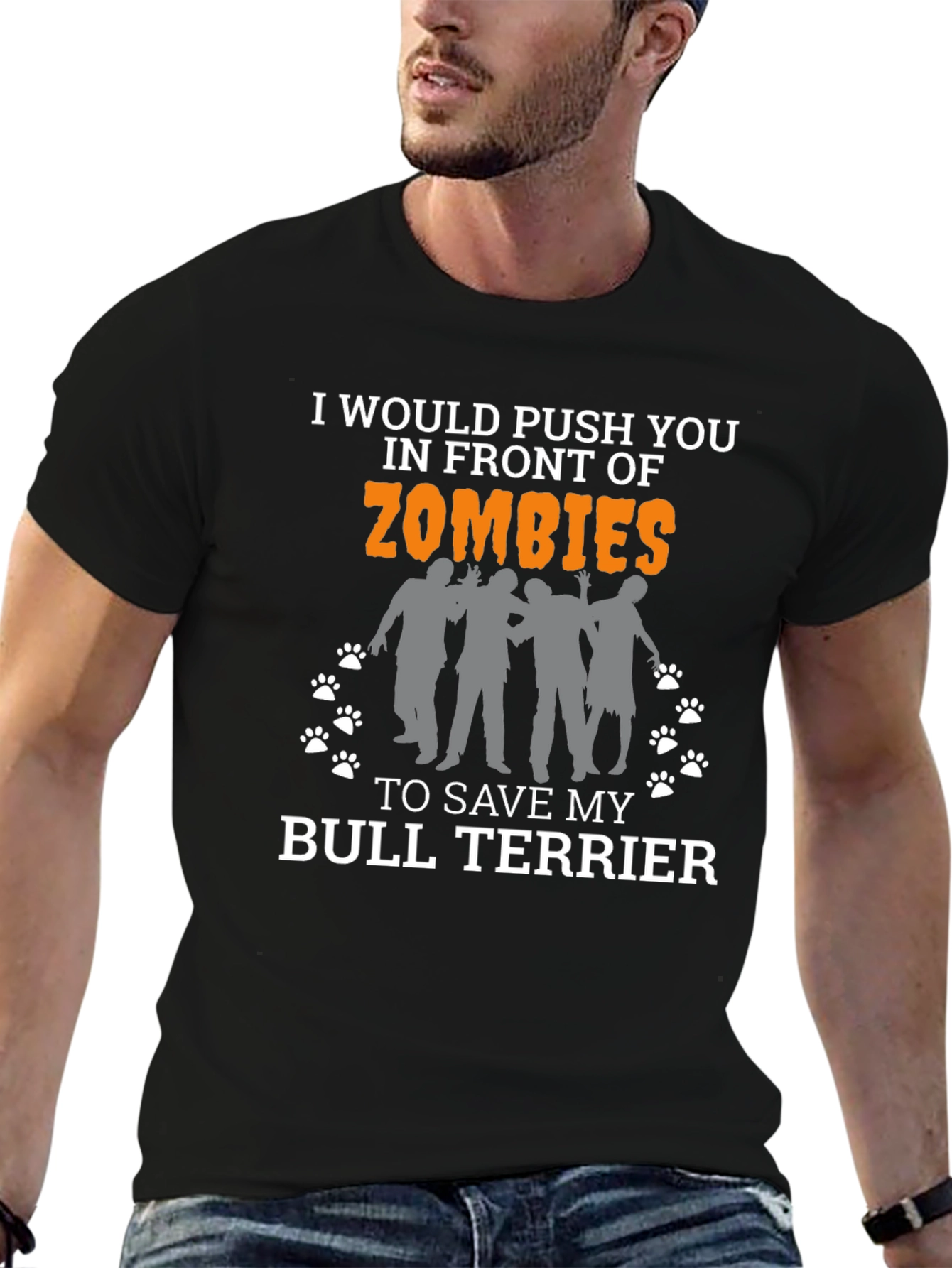 Zombie Bull Terrier Mens Black Graphic Tee