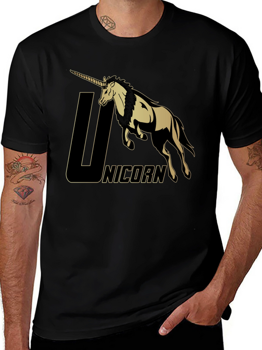 Unicorn Graphic T-Shirt - Black Cotton Tee