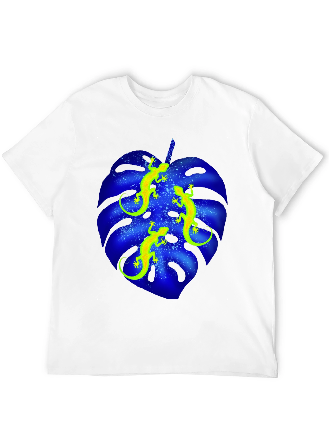 Lizard Monstera Leaf Graphic Tee - Black