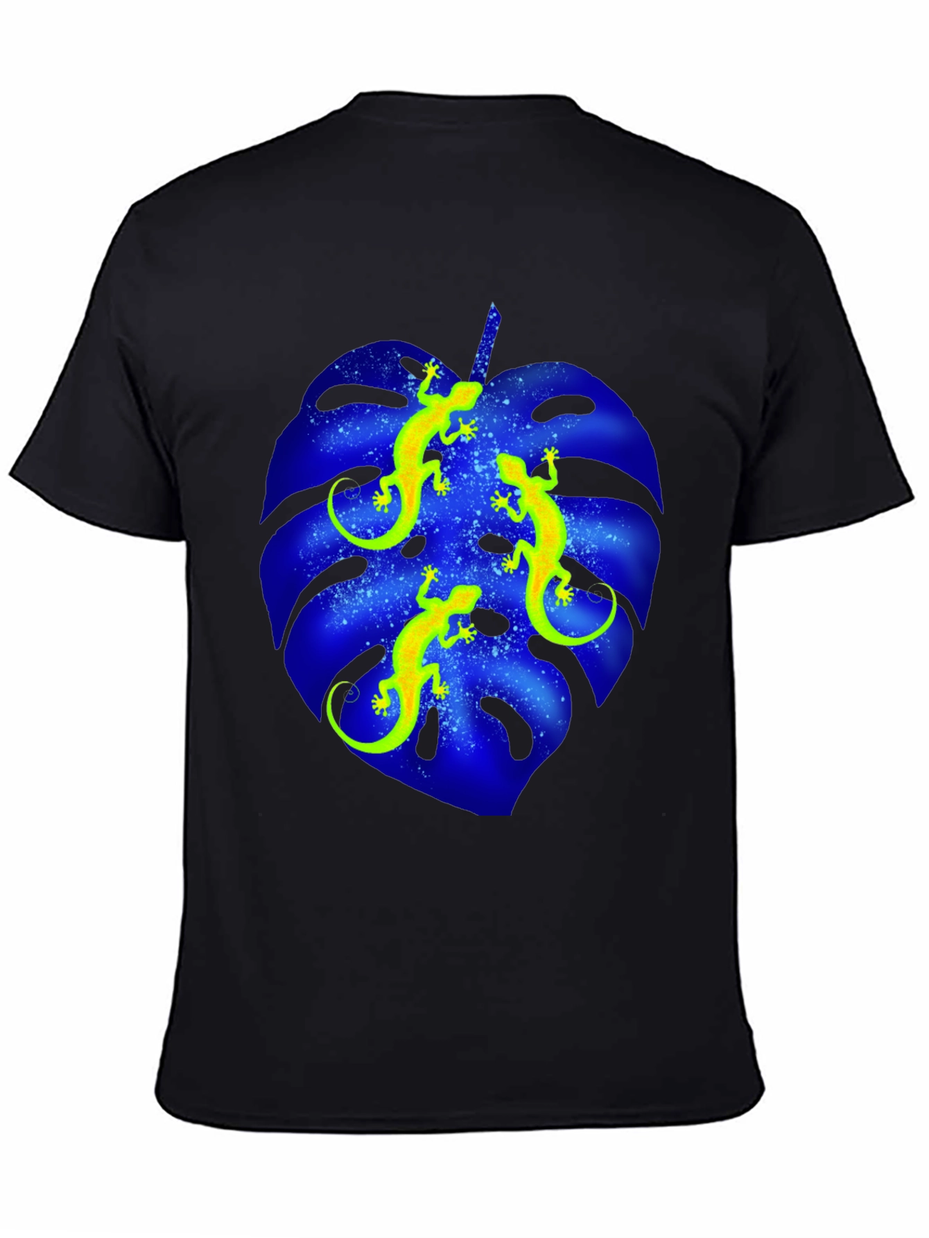 Lizard Monstera Leaf Graphic Tee - Black