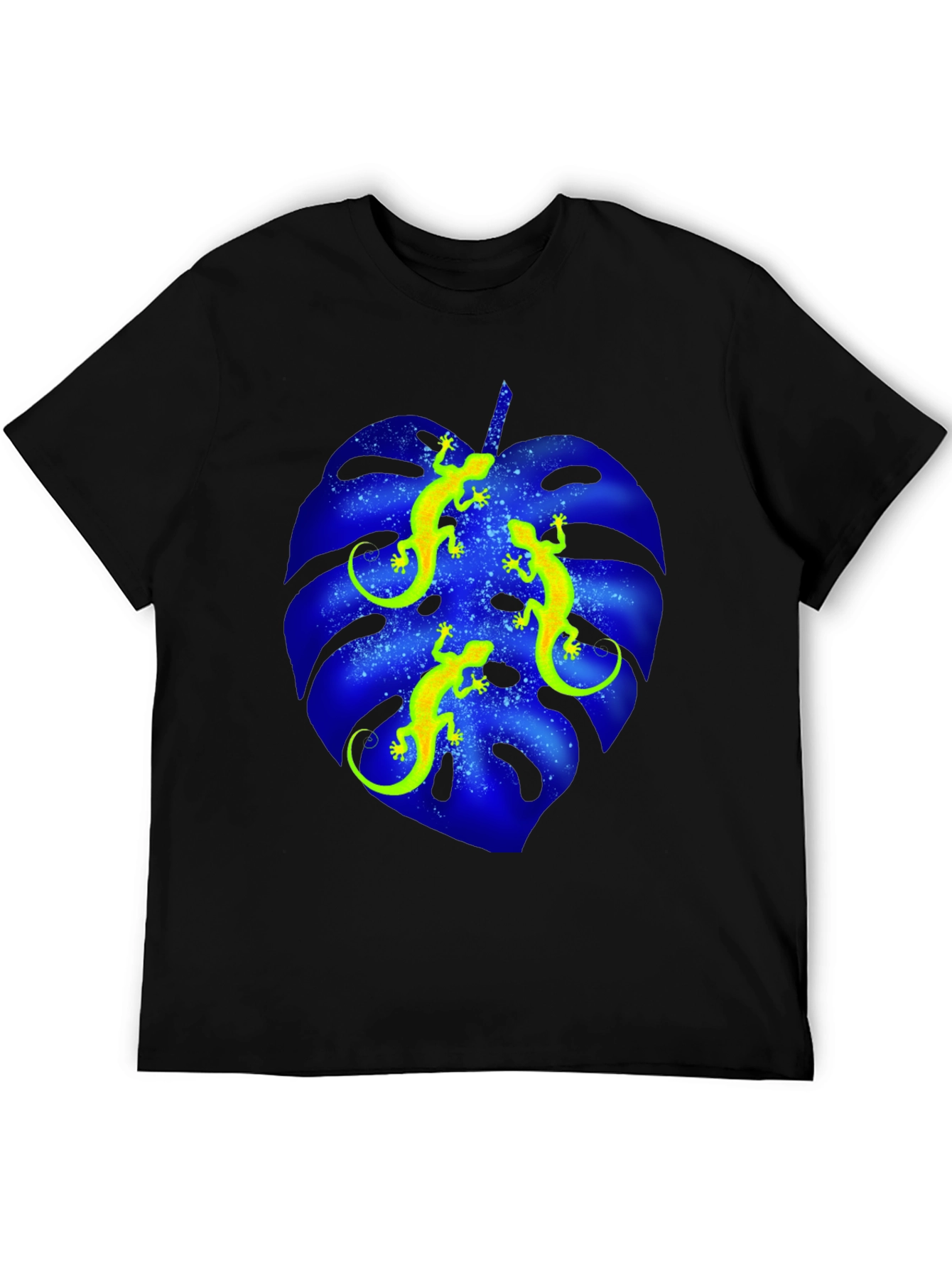 Lizard Monstera Leaf Graphic Tee - Black
