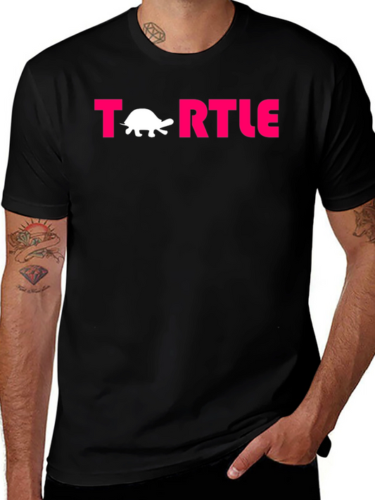 Turtle Graphic Tee - Black Cotton Short Sleeve Shirt