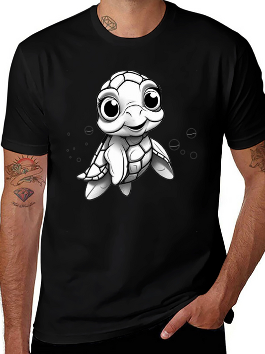 Cute Turtle Graphic Tee - Unisex Black T-Shirt