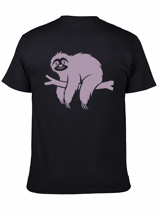 Sloth Graphic T-Shirt - Black Cotton Tee