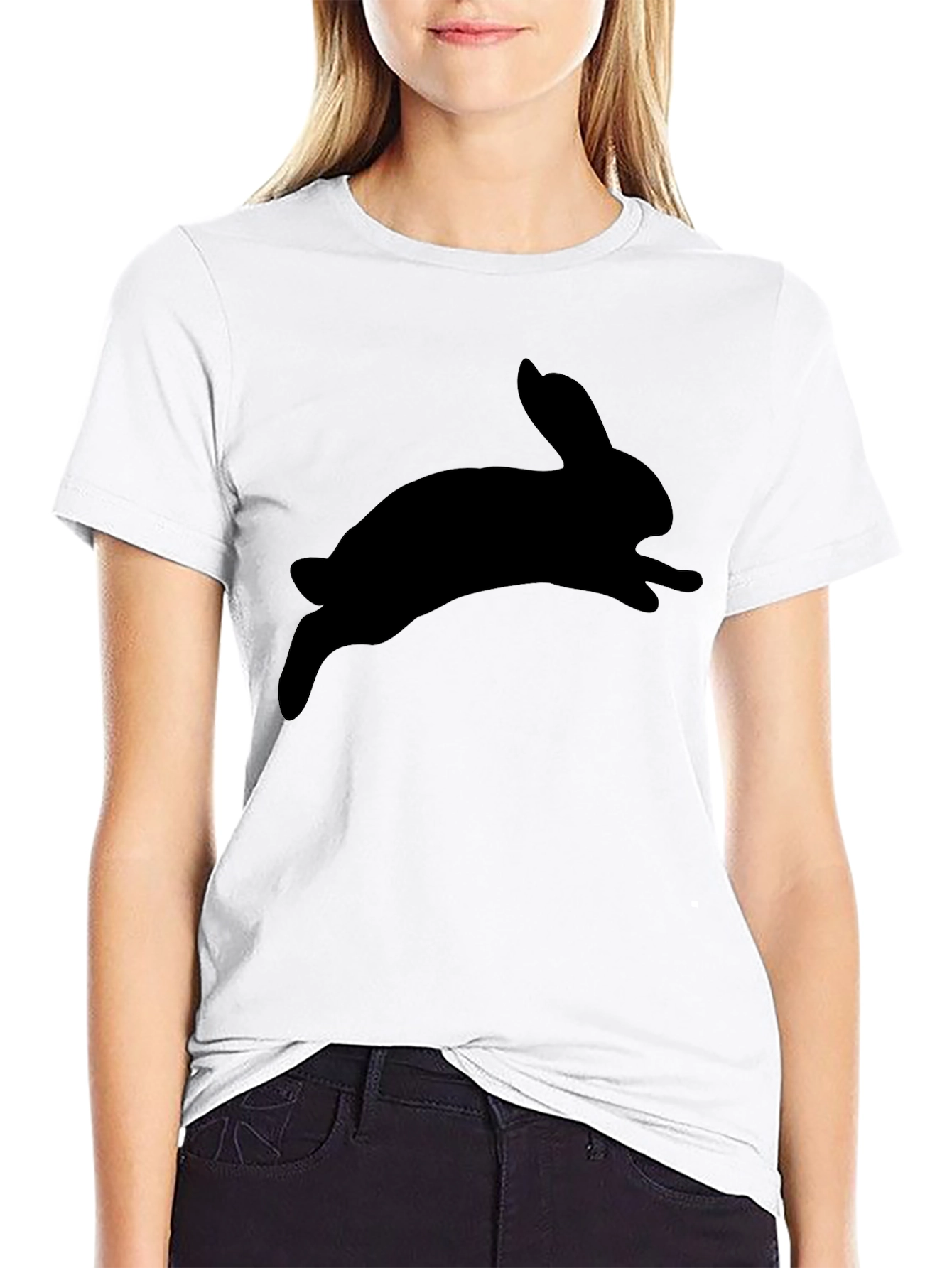 Mens Black Rabbit Silhouette Graphic T-Shirt