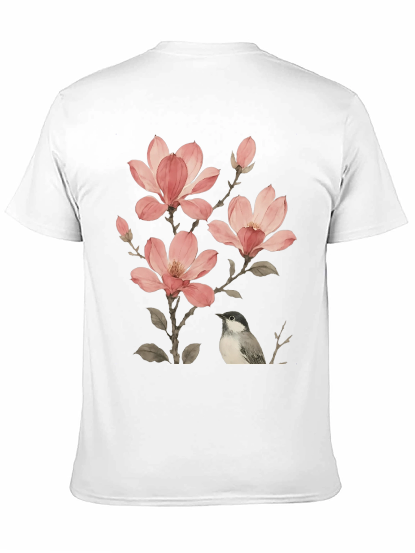Floral Bird Print T-Shirt - Soft Cotton Blend