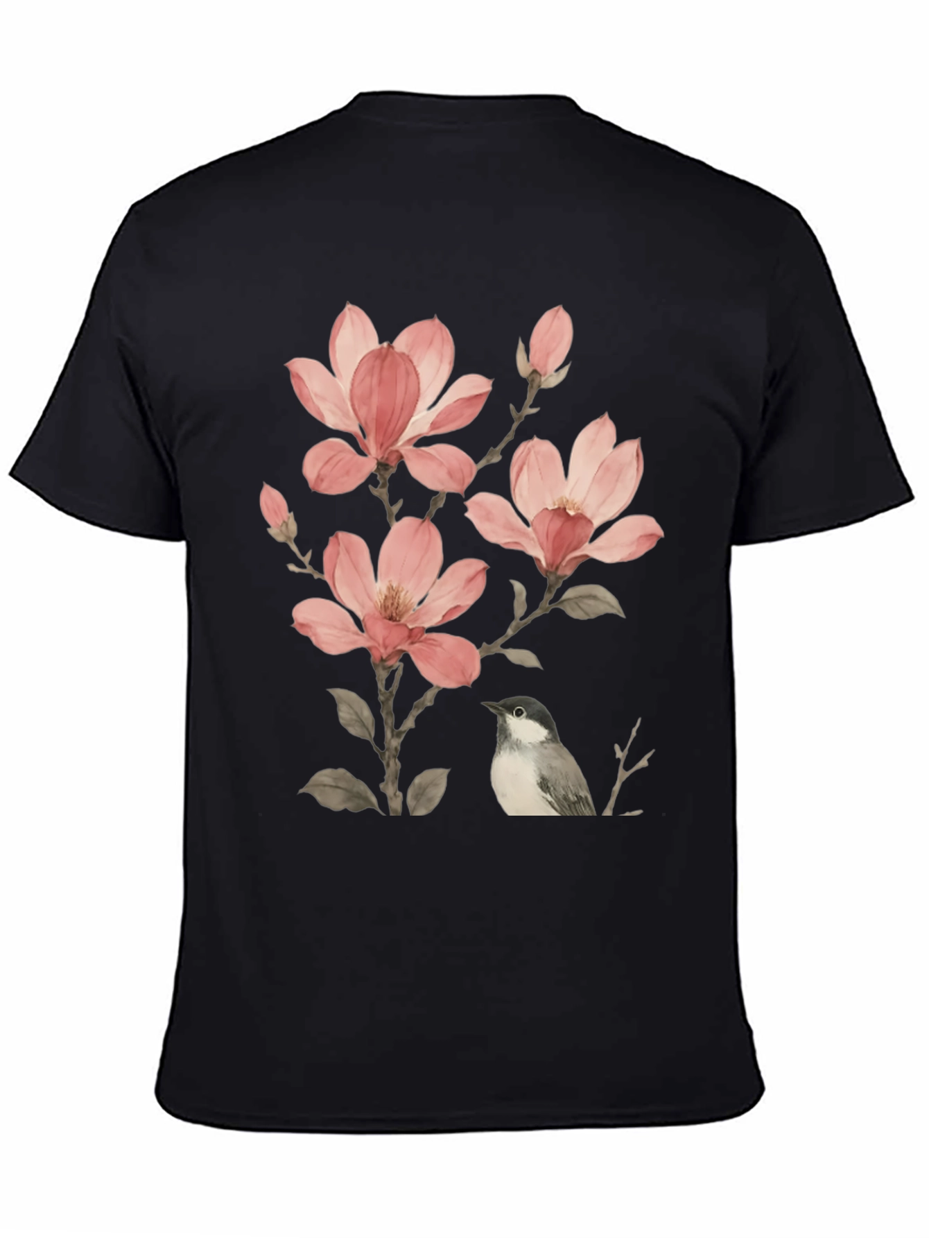 Floral Bird Print T-Shirt - Soft Cotton Blend
