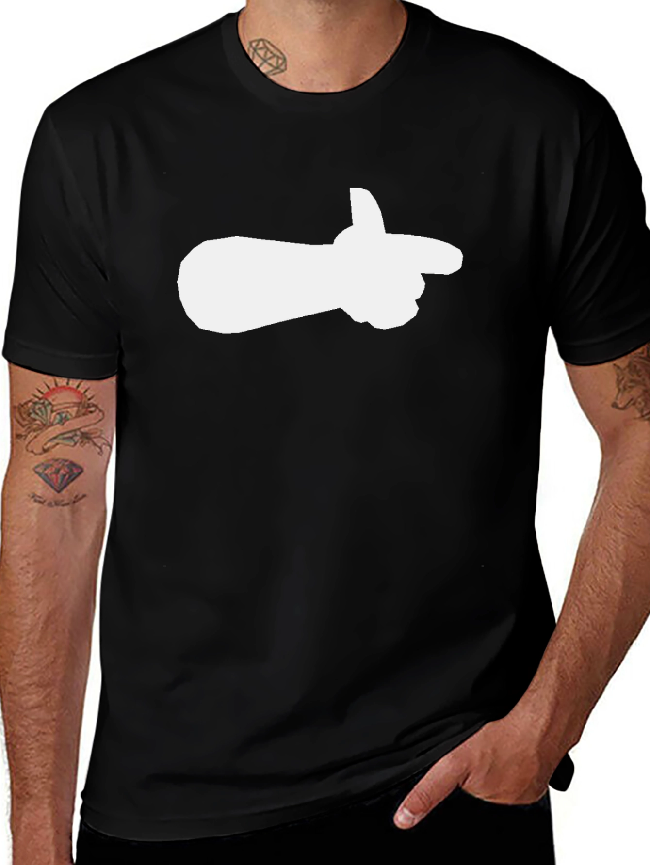 Black T-Shirt with Pointing Hand Graphic