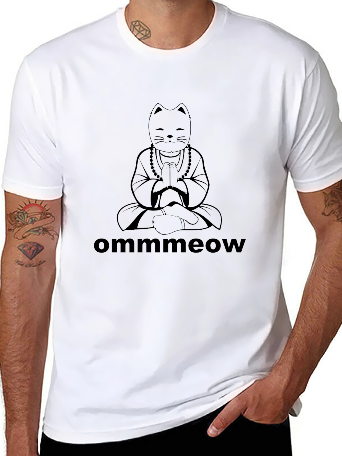 Ommmeow Cat Meditation T-Shirt - Zen Kitten Tee