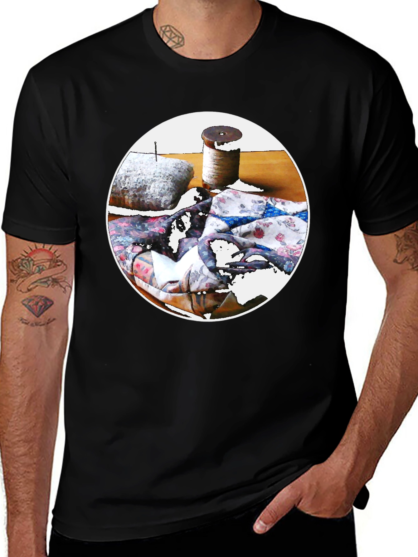 Sewing Still Life Black T-Shirt