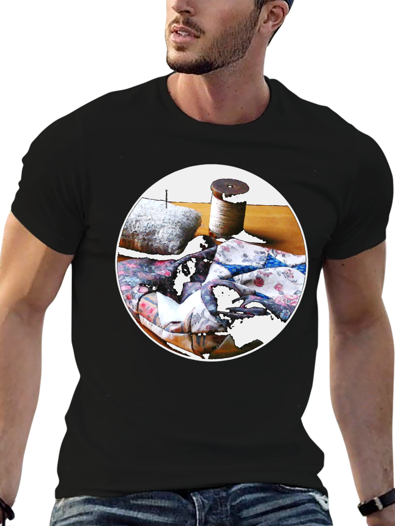 Sewing Still Life Black T-Shirt