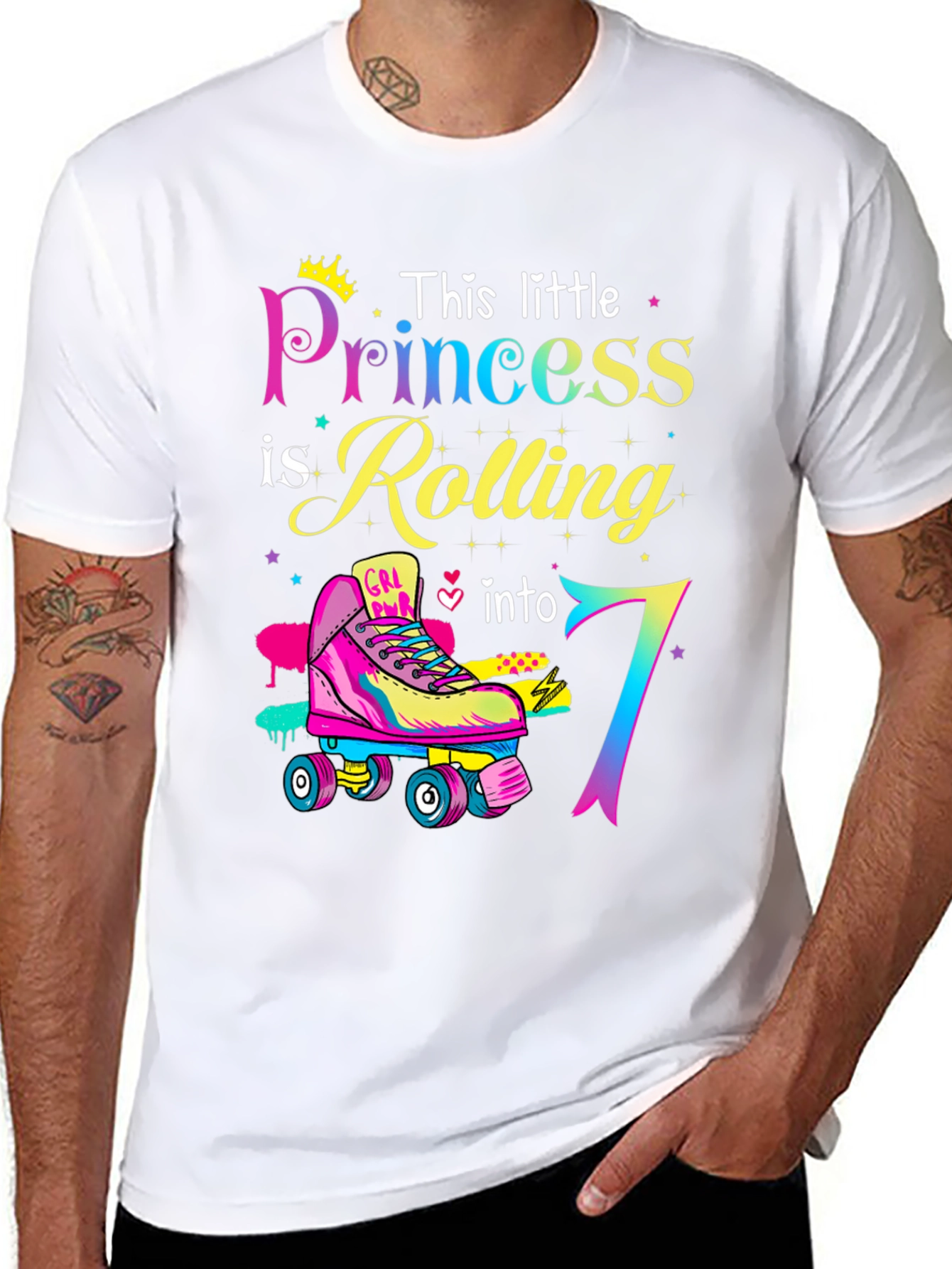Princess Rolling Into 7 Birthday T-Shirt
