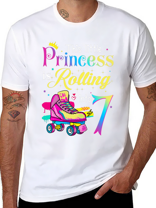 Princess Rolling Into 7 Birthday T-Shirt