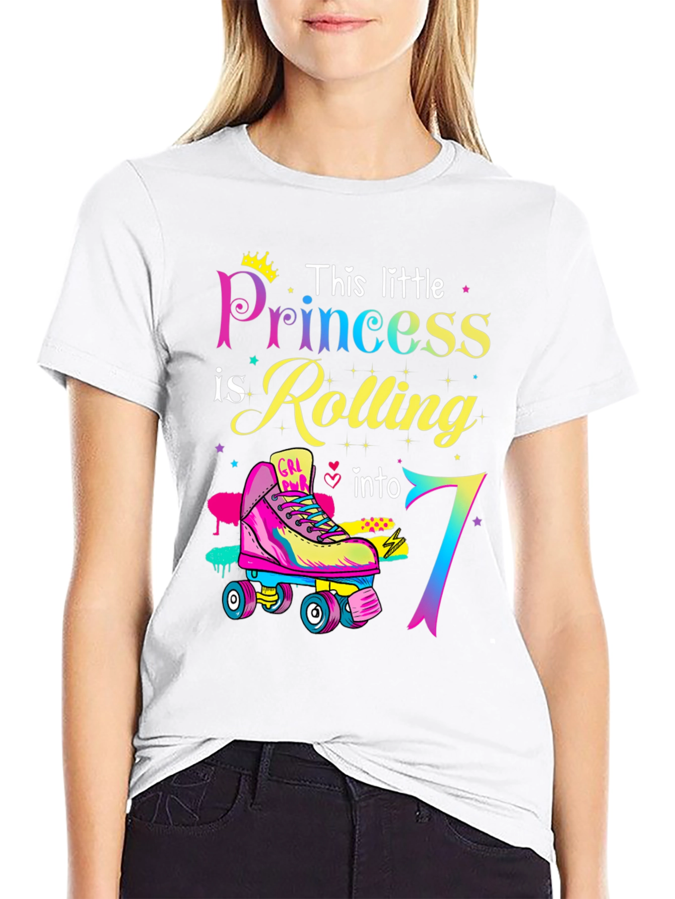 Princess Rolling Into 7 Birthday T-Shirt