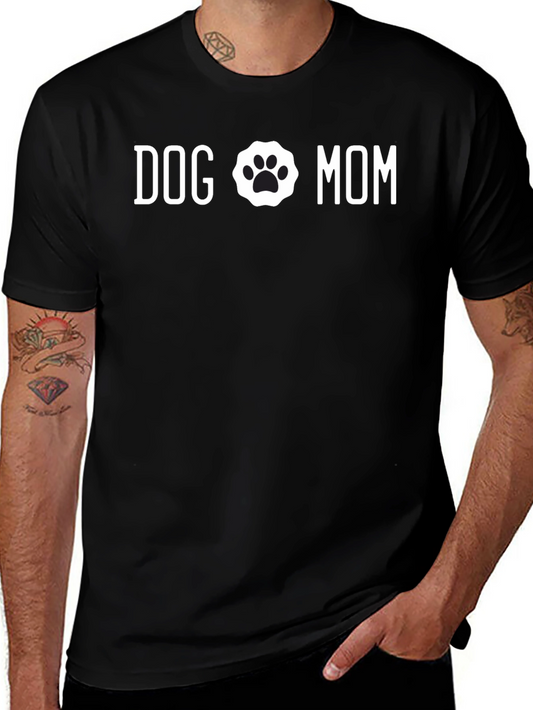 Dog Mom T-Shirt - Paw Print Design Cute Casual Tee
