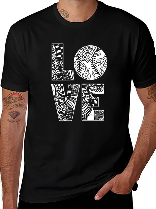 LOVE Graphic Print Black Cotton T-Shirt