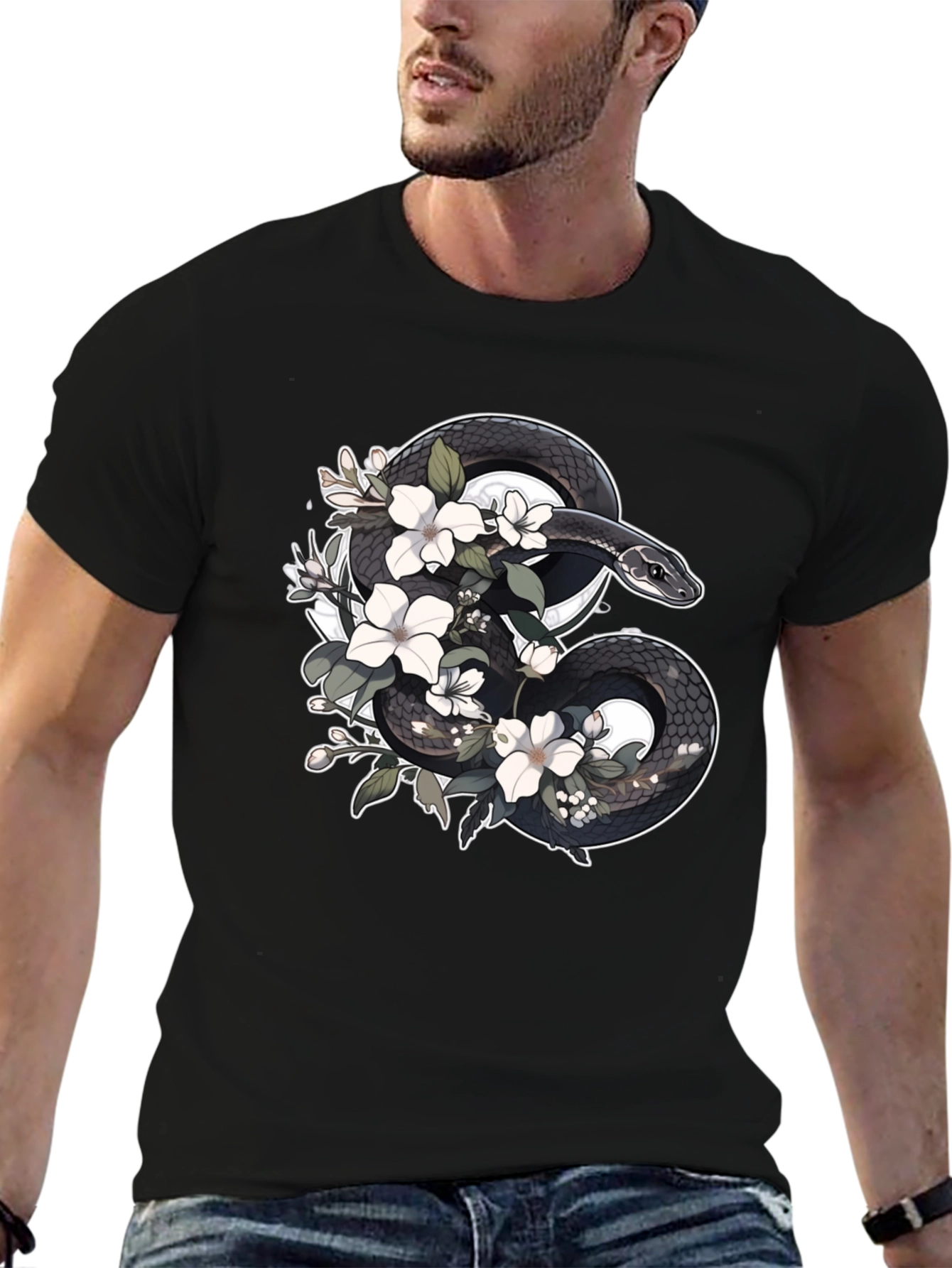 Floral Snake T-Shirt - Unique Graphic Tee