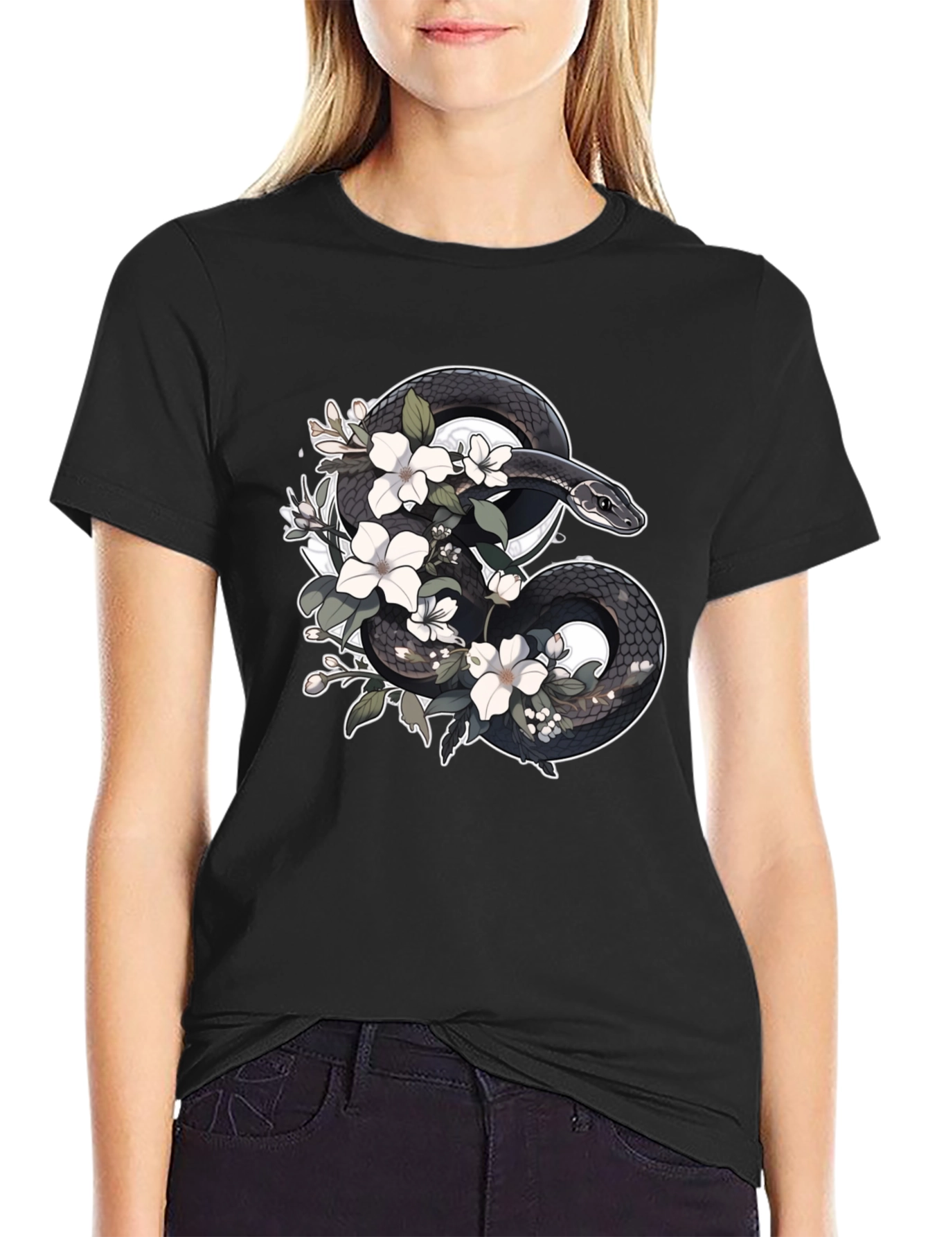 Floral Snake T-Shirt - Unique Graphic Tee
