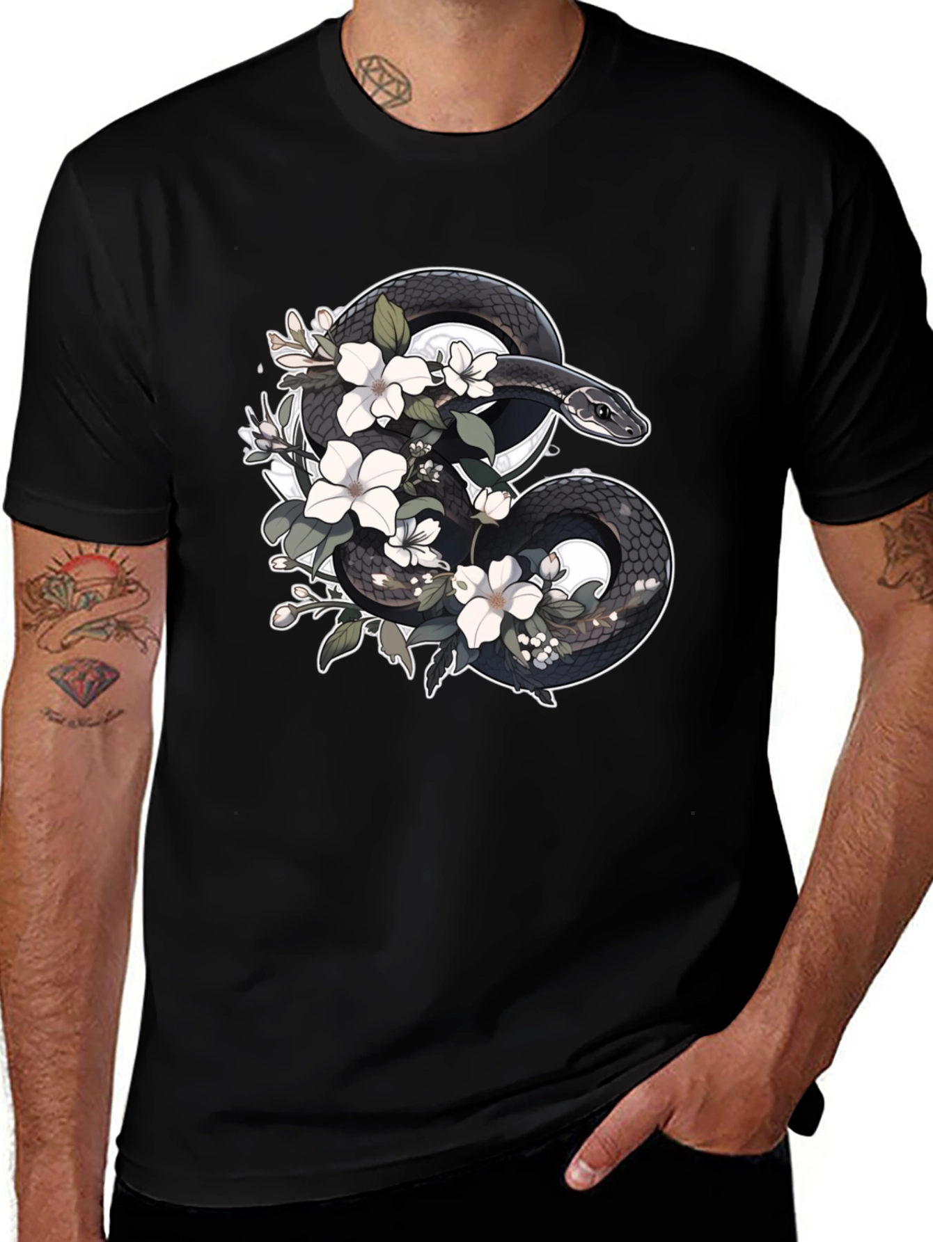 Floral Snake T-Shirt - Unique Graphic Tee