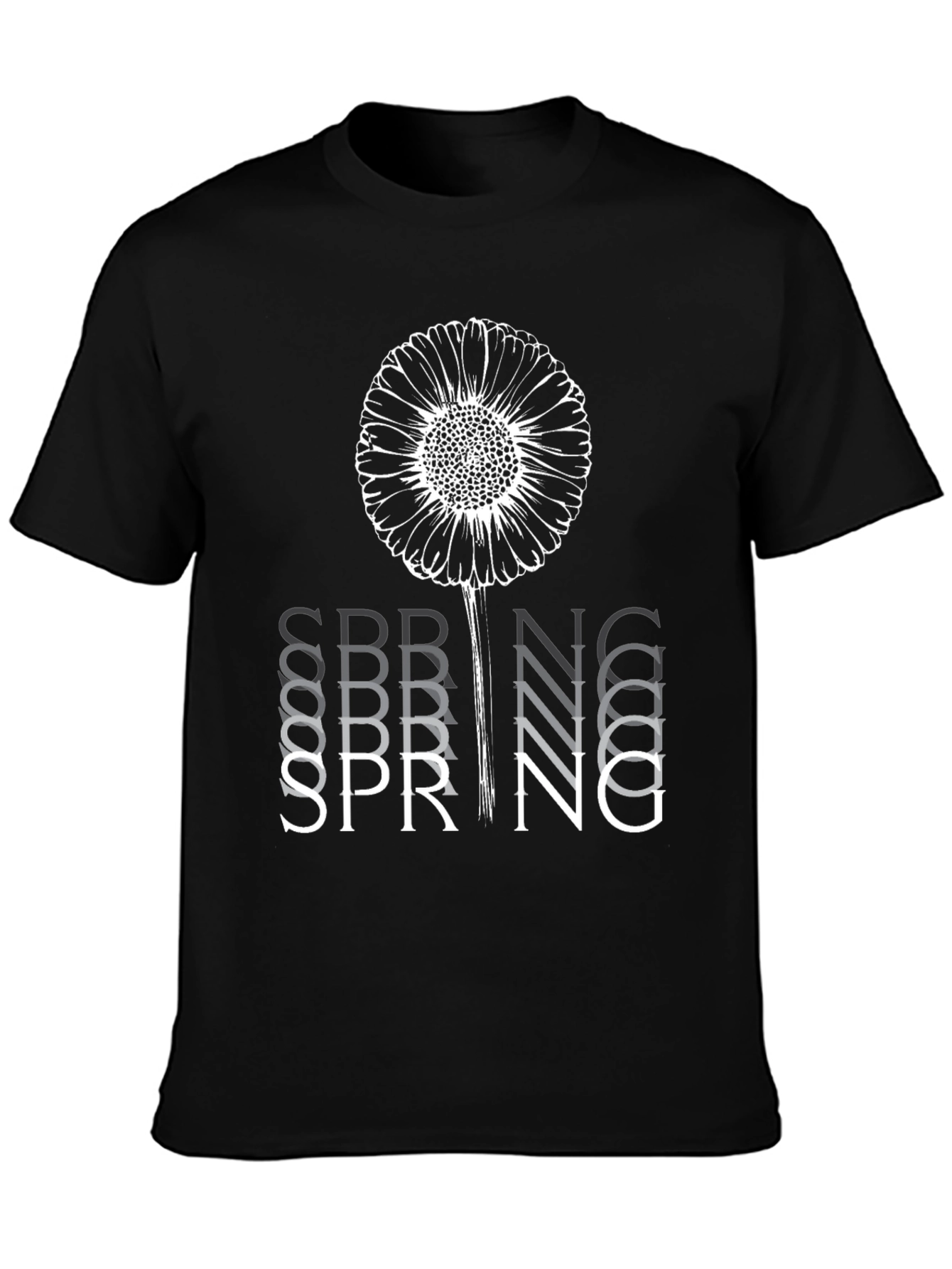 Spring Flower Graphic Tee - Stylish Black Cotton T-Shirt