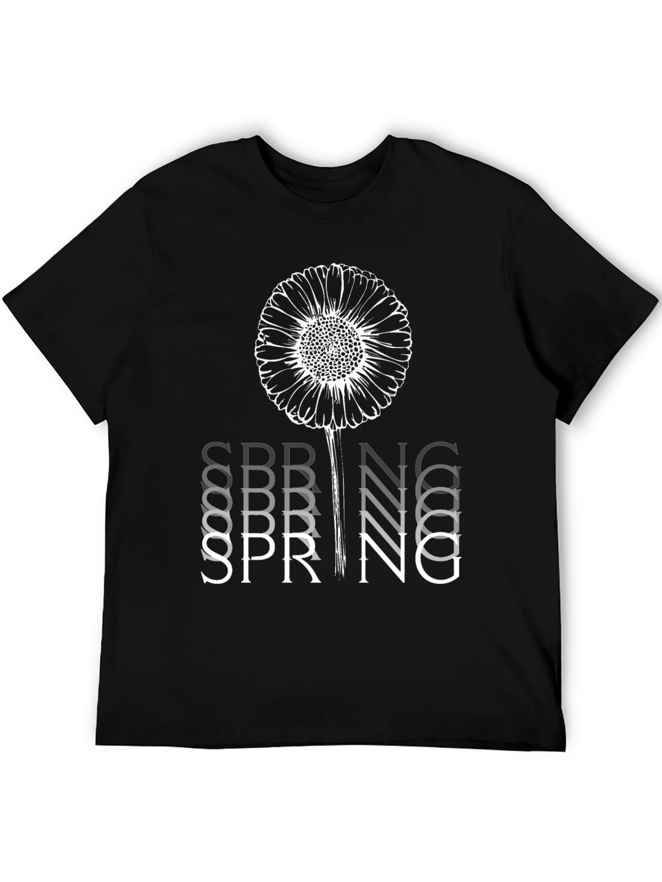 Spring Flower Graphic Tee - Stylish Black Cotton T-Shirt