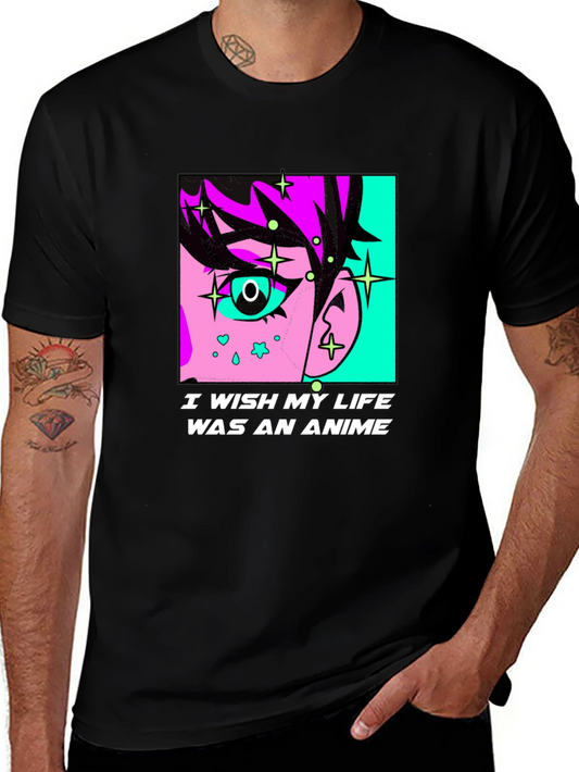 Anime Life Graphic Tee - Black Cotton T-Shirt