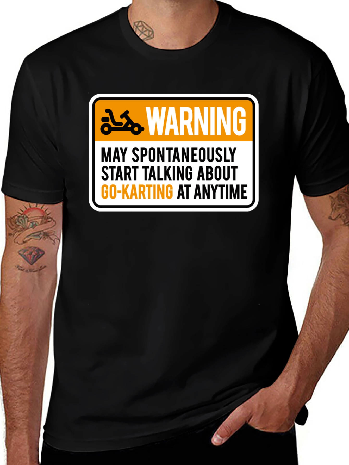 Go-Karting Warning Graphic Tee - Black T-Shirt