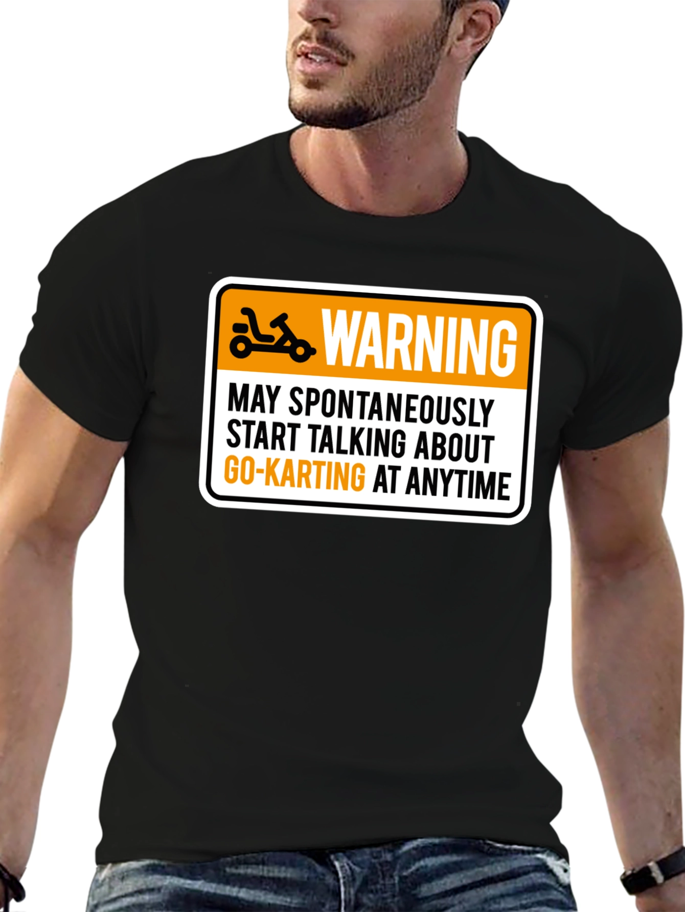 Go-Karting Warning Graphic Tee - Black T-Shirt