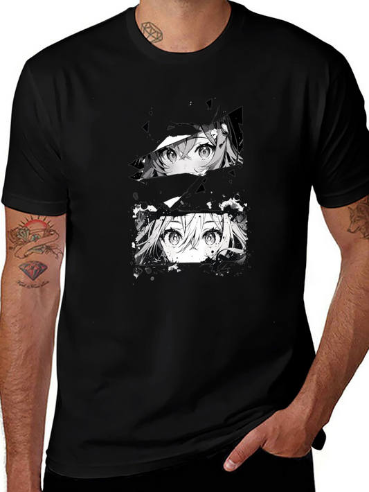 Anime Eyes Graphic Black T-Shirt