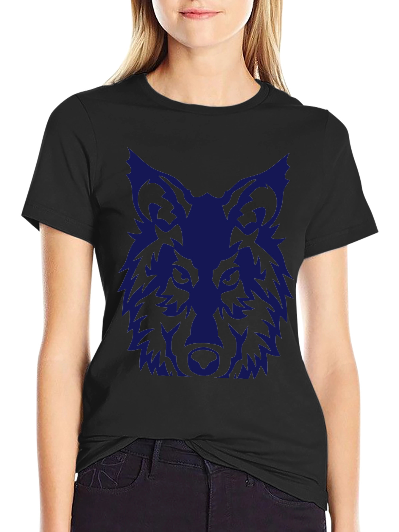 Wolf Graphic Print Crew Neck T-Shirt