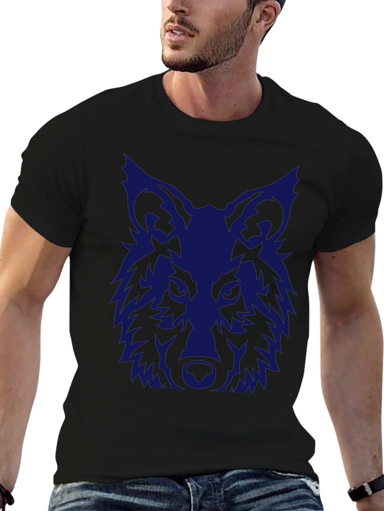 Wolf Graphic Print Crew Neck T-Shirt