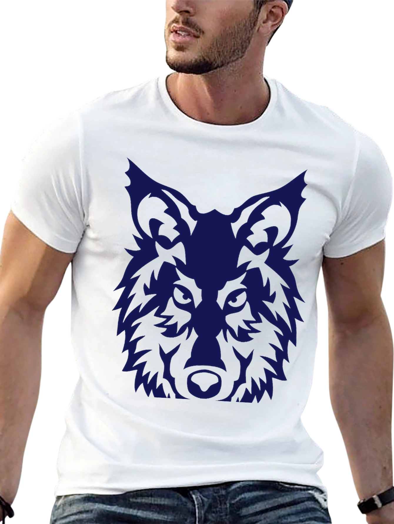 Wolf Graphic Print Crew Neck T-Shirt