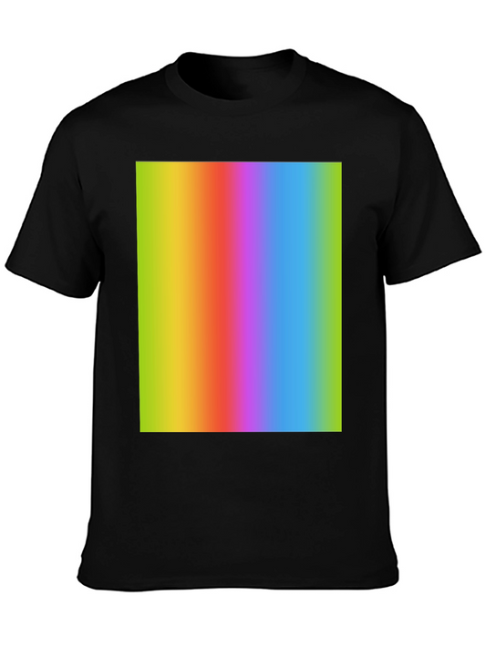 Rainbow Gradient Graphic Print Black T-Shirt