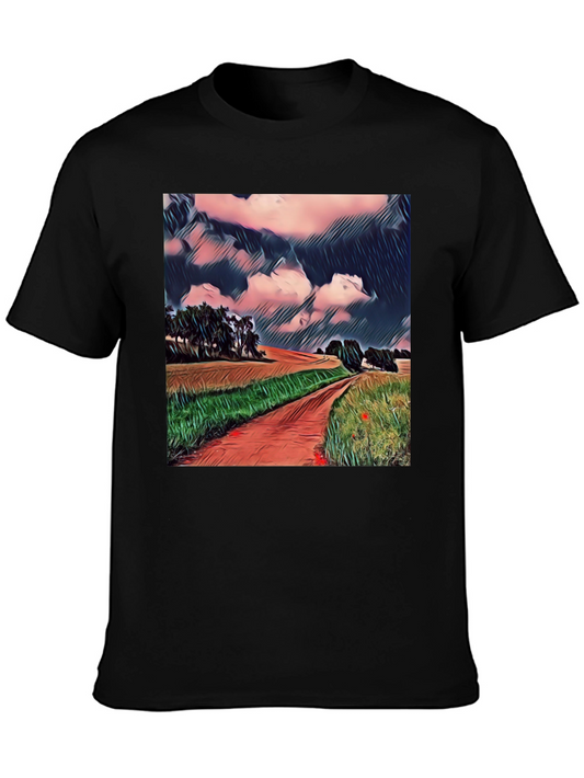 Artistic Landscape T-Shirt - Country Road Design