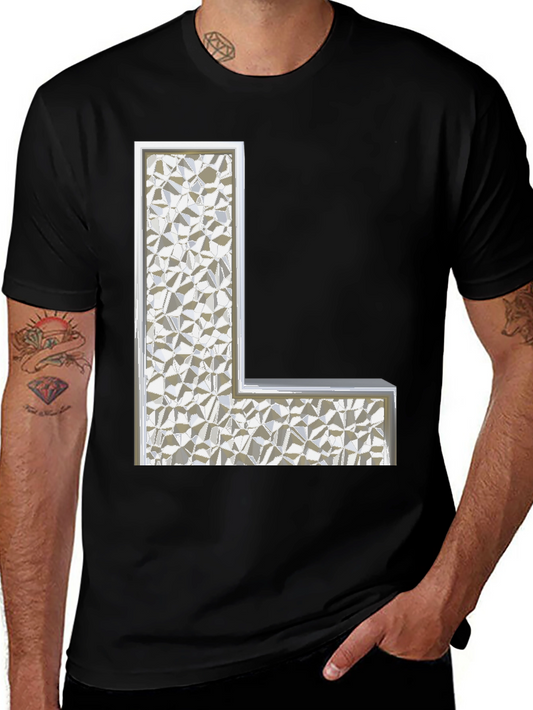 Abstract Letter L Graphic Tee - Black