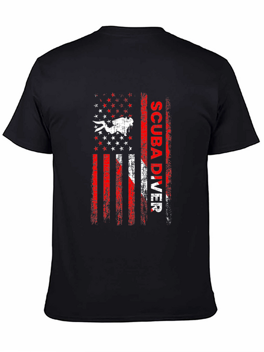 Scuba Diver American Flag T-Shirt