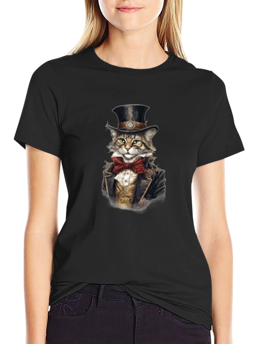Dapper Cat T-Shirt - Steampunk Style