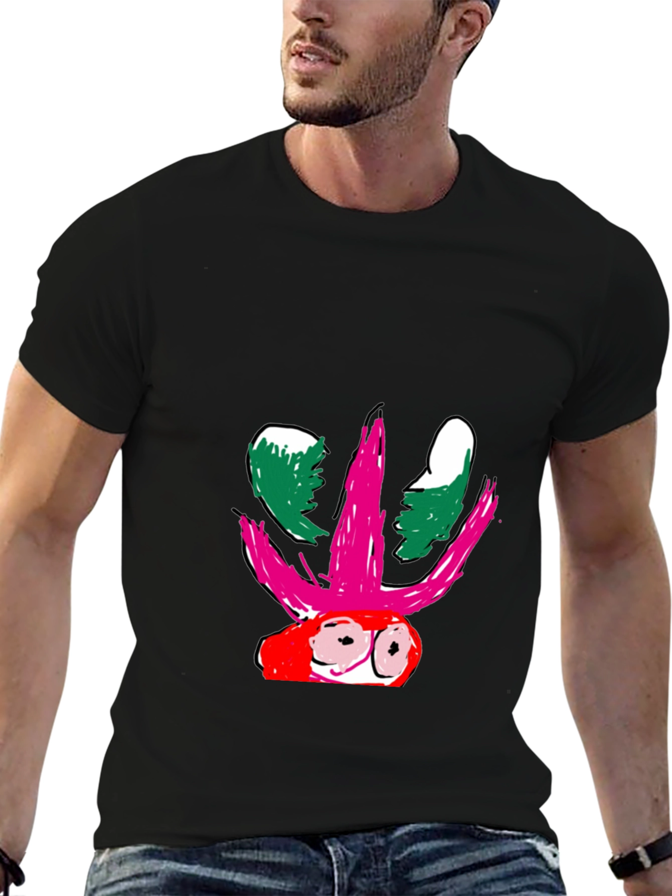 Abstract Graphic Print Black T-Shirt for Men