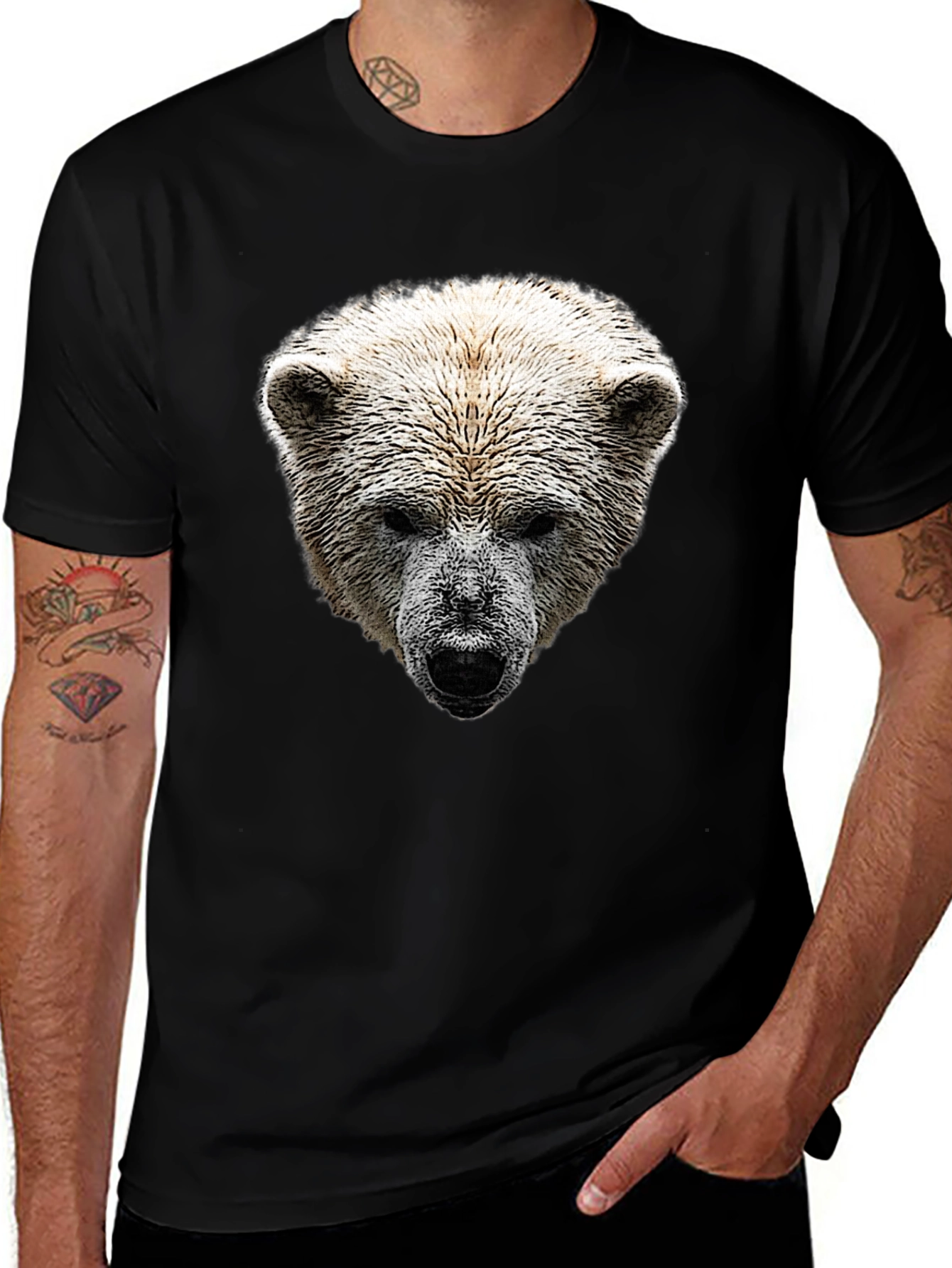 Polar Bear Graphic Black T-Shirt