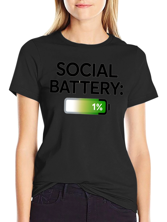 Social Battery 1% T-Shirt - Introvert Humor Tee