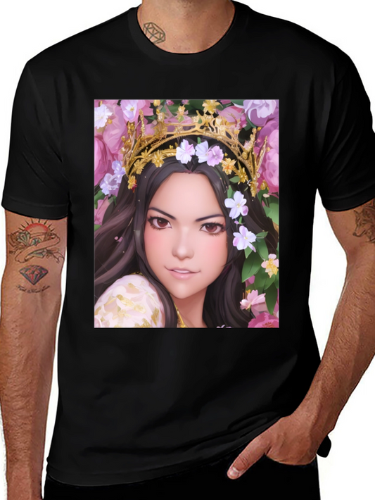 Floral Crown Woman Portrait Graphic Tee