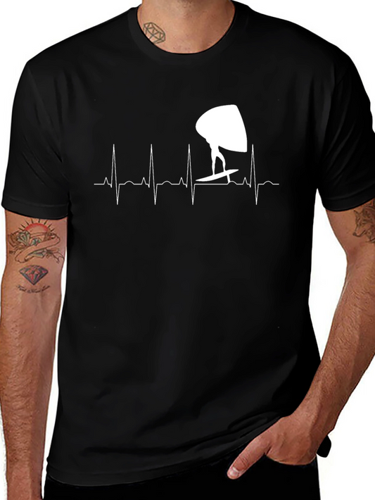 Windsurf Heartbeat T-Shirt - Black Surf Tee