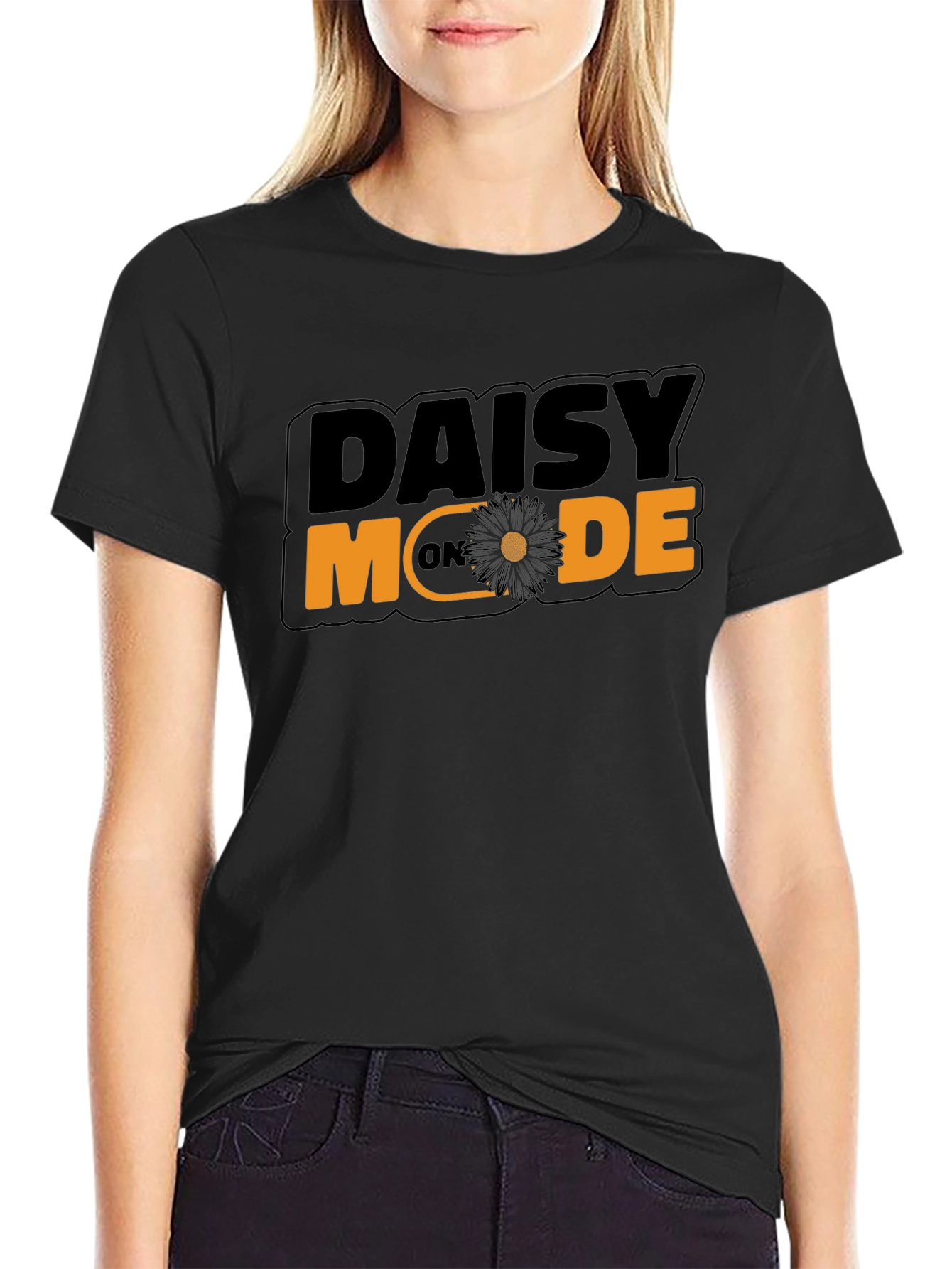 Daisy Mode Black Graphic Tee - Trendy Casual Wear
