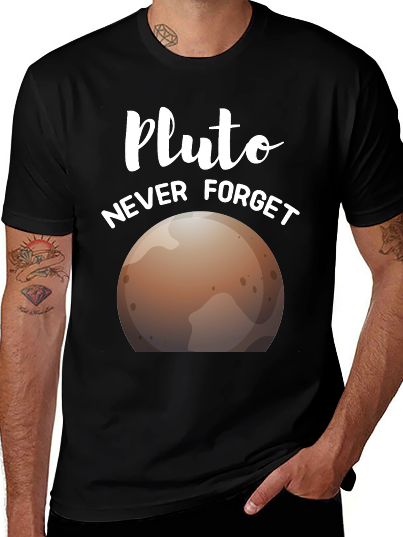 Pluto Never Forget Graphic Tee - Astronomy Shirt