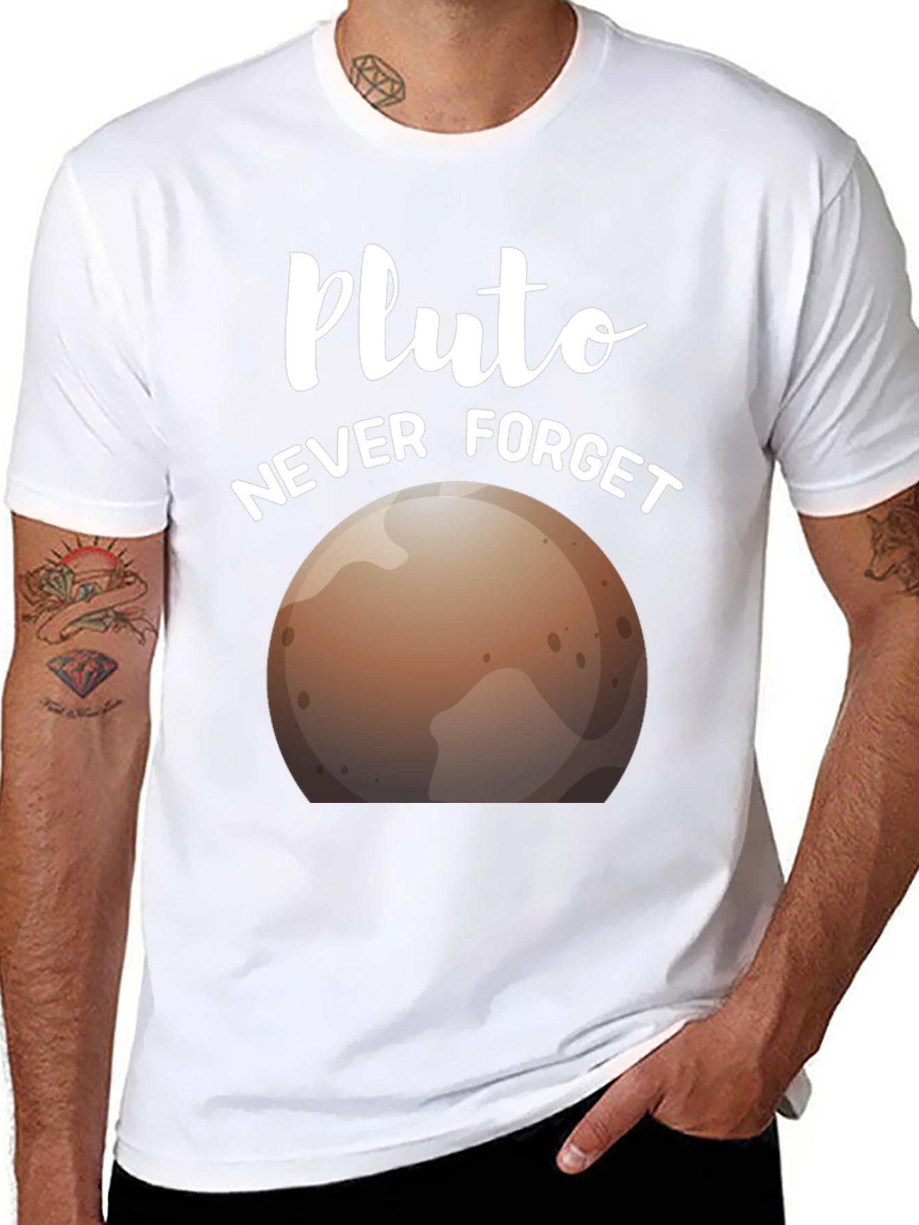 Pluto Never Forget Graphic Tee - Astronomy Shirt