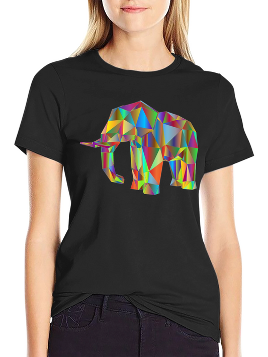 Geometric Elephant Graphic Tee - Black