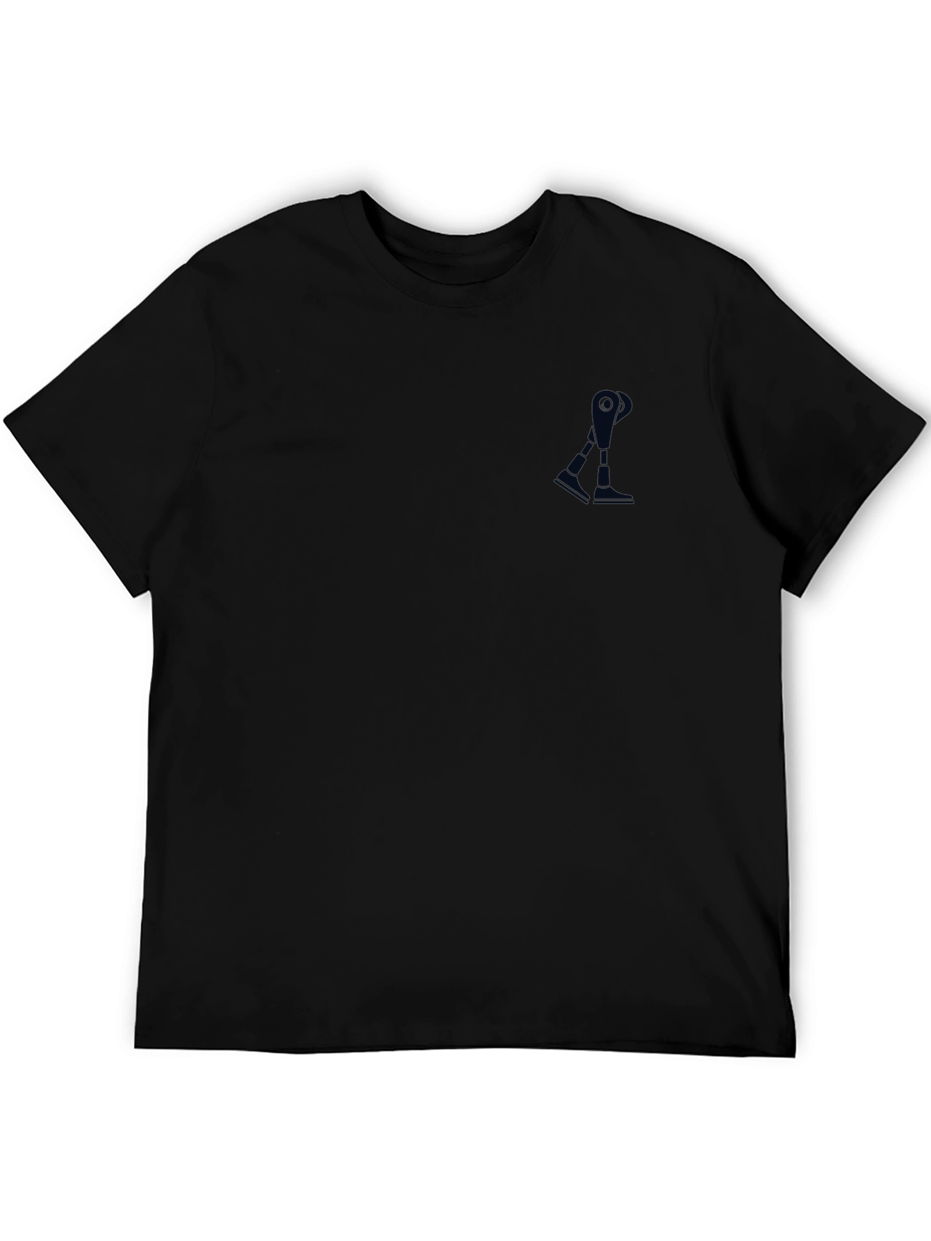 Mens Black Crew Neck T-Shirt with Subtle Graphic