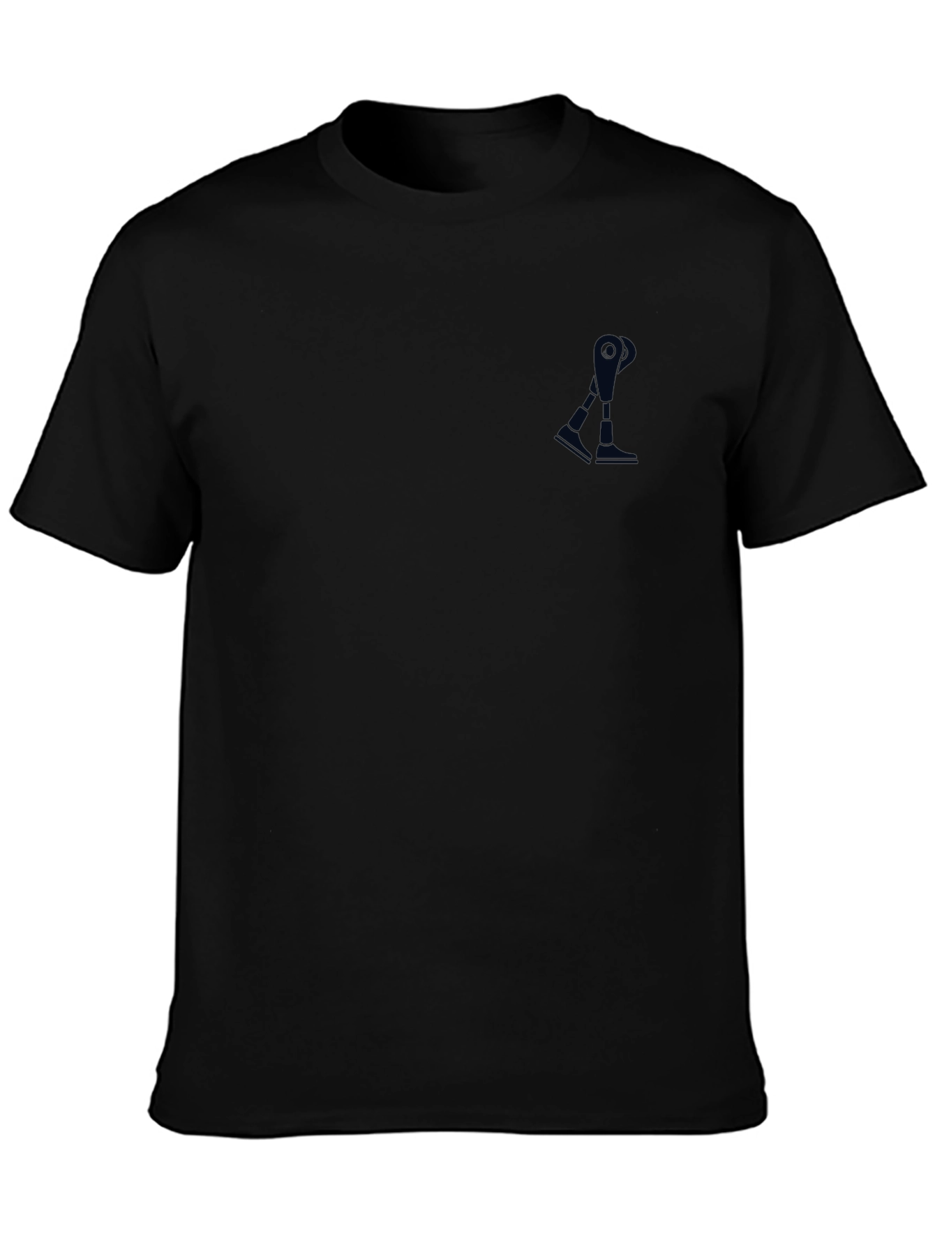 Mens Black Crew Neck T-Shirt with Subtle Graphic