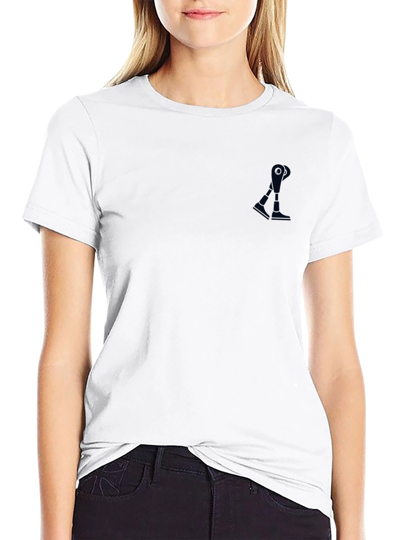 Mens Black Crew Neck T-Shirt with Subtle Graphic